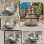 4 pes set  Silver Hammered Deep Cooking pan