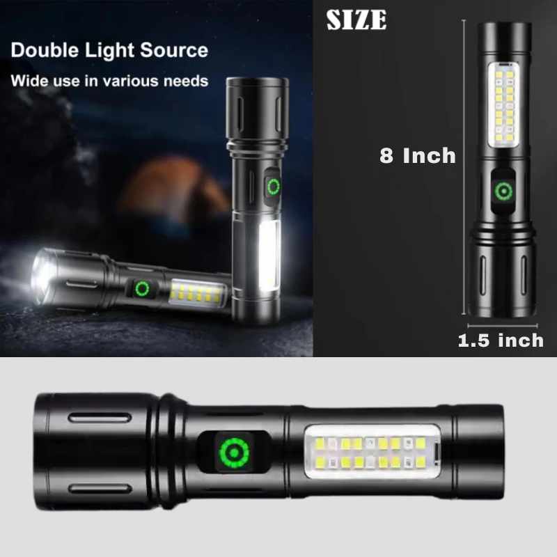 Long Range Led 2 in 1 Torch Light 8 inch