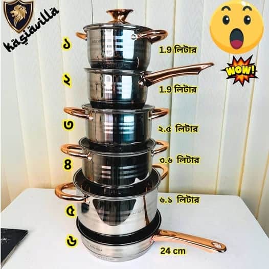 12 Pcs Kaisa Villa Stainless Steel Cookware Set