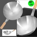 47 cm Wooden Handle premium SS Steel Pan
