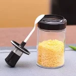 Storage Spice Jar Plastic Glass with Spoon